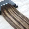 Remy Tape in Hair Extensions Balayage Color Dark Brown #2 Fading to Blonde #27 Mixed #3 Unprocessd Real Hair Seamless 100g 40pcs