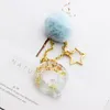 2020 High-end Custom Crystal Epoxy Letter Golden Keychain Star Fur Ball Bag Pandent Creativity Key Ring Oem Number Keychains