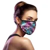 Fashion Bling 3D Mask Washable Reusable Mask PM2.5 Face Care Shield Sun Gold Sequins Shiny Face Mount Masks with Filter Sheet HH9-3247