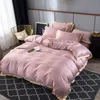 Sier luxe beddengoed set 4 stks platte laken korte dekbedovertrek sets koning comfortabele quilt covers queen size beddclothes linnen y200111