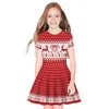 Populaire kerst eland digitale print moeder dochter korte mouw jurk mode trend in Europa en Amerika