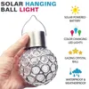 Outdoor Solar Lampy Ogród Światła Wodoodporna LED sferyczna Wisząca Lampa Night Light Stal nierdzewna Żyrandol