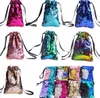 Mermaid Sequins Cellphone Pouch Design Card Holder Double Color Reverse Flip Sequined Drawstring Bag Coin Purses Portable Storage Bags E9105