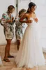 2021 Uma linha vestidos de noiva longos jardim formal vestidos de noiva elegante Sweetheart Lace Appliques Top Tulle Vestidos de Novia Robes Mariée