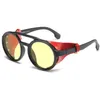 2020 Yeni Erkekler Steampunk Metal Gotik Goggles Güneş Gözlüğü Kadın Retro Moda Deri Yan Tonlar Yuvarlak Güneş Gözlükleri Y2004154048551