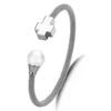 Женский модный браслет с белым жемчугом, позолоченный браслет из нержавеющей стали, браслет-манжета 4881830