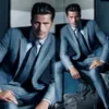 2021 Custom Made Groom Tuxedos Dark Blue Mens Suits voor Wedding Trim Fit Groom Suits Mens Bruiloft Tuxedo (Jack + Pants + Tie)