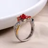 Isang New Fashion Silver Gold Two Tone Love Heart Ring Jesteś piękną dziewczyną Red Rose Lover Ring Valentine's Day Biżuteria Prezenty