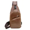 Sac pour hommes hommes sacs à bandoulière fronde poitrine Pack cuir matériel USB charge bandoulière sac à main solide fermeture éclair classique Style286t