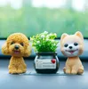 9cm Husky Teddy Pomeranian Shaking Head Dog Car Ornament Leuke knikkende decoratie cadeau voor auto interieur huis auto-accessoires