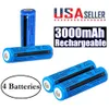 4x recarregável 18650 bateria 3000mah 3.7v brc li-ion bateria para lanterna tocha laser + 1x18650 carregador duplo