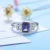 Kuololit 12ct Alexandrite Gemstone Ring for Women Solid925 Sterling Silver Ring Emerald Cut Lab Grown Stone for Engagement 10 T5664970