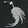 Rostfritt stål Diamond Tassel Belly Ring Fashion Sexig Crystal Pierced Navel Bell Button Ringar Kvinnor Mode Smycken