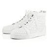 Röda Bottoms Designer Casual Skor För Män Kvinnor Svart Vit Glitter Grå Läder Suede Mens Fashion Platform Spikes Trainers Sneakers Original