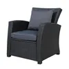 Klassieke outdoor patio meubels set 4-delige gesprekset zwarte rieten meubels sofa set met donkergrijze kussens WY000055AAB