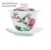 Big Bird Tea Bowl مع Saucer Lid Kit Art Garden Pastrol Ceramic Porcelain Plower