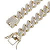 14mm 7 8nch Straight Edge Diamonds Cuban Link Chain Bracelet Gold Silver Iced Out Cubic Zirconia Hiphop Men Jewelry274K