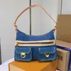 High Fashion Woman Bags Denim Shoulder Handbags Ladies Armpit Handbags Purses Bags Stripes Bag Multiple Pockets