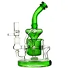 Base lourde Recycler Bongs Klein Tornado Conduites d'eau en verre Pommeau de douche Perc Oil Rigs 14mm Joint Vert Bleu Ambre Dab Rig Avec Bol