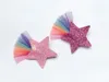 ins Boutique 20pcs Fashion Cute Glitter Star Hairpins Solid Rainbow Lace Star Hair Clips Princess Headwear Hair Accessories305f