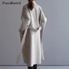 무료 타조 울 블렌드 코트 여성 긴 재킷 긴 소매 outwear 한국어 캐주얼 가을 겨울 버튼 Overcoat Woolen 코트 N30 T200828