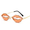 ファッション女性男性リムレスサングラスおかしい太陽グラス中空デザインアイウェアマスカレード眼鏡眼球性唇眼鏡A ++