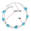 Blaue Kristallarmbänder für Frauen Perlen Schmuck Geschenk Party Accessoires Doppelter Deck Koreanisches Edelstahl versilbert