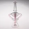 Roze Hookahs Waterleidingen Verbinding 14.4mm DAB Recycler Oil Rigs Glass Bong met Eercolator Kom Circulation