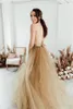 Champagne Gold Wedding Dresses with Long Sleeve Lace Tutu Long Sleeve Gothic Country Beach Wedding Gown abiti da sposa