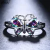 Blaike multicolore papillon aile Zircon anneaux pour femmes couleur argent bijoux de fiançailles pierre de naissance saint valentin cadeaux1