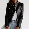 Damen Leder Faux PU Jacke Freizeit Bodyish Motorrad Frauen Frühling Herbst Schwarz Mode Oberbekleidung Gothic Punk Mäntel