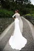 Bohemian Lace Wedding Dresses Long Sleeves Summer Beach Two Pieces Bridal Gowns White Country Wedding Dress Cheap