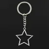 Moda 20pcs / lot Anahtarlık Anahtarlık Takı Gümüş Kaplama Hollow Yıldız Charms kolye anahtar aksesuarları