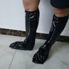 New Lycra spandex Shiny Metallic Wet Look PU Leather Costumi in PVC Cosplay Party Halloween Foot cover Sleeve Socks218U