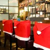 Kapak Noel Baba Clause Kırmızı Şapka Sandalye Geri Kapakları Yemeği Kap Setleri Noel Noel Ev Parti Süslemeleri Için Yeni Varış