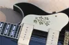 Fabriksanpassad ihålig svart elektrisk gitarr med guldhardwares, vit bindning, vit pickguard, kan anpassas