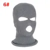 Banie Balaclava hiver chapeau plein visage masque de ski chaud 3 trous tricoté blanc extérieur noir7096326