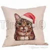Nowa świąteczna dekoracja Christmas Pillow Case Cat and Dog Drukuj Prosta sofa z skrzynką poduszką 45 * 45 cm 9style T500287