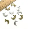 Lot 100 pièces pendentif à breloques en alliage visage de lune bijoux rétro bricolage porte-clés argent ancien/Bronze pour bracelet boucles d'oreilles collier 16*12mm