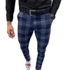 Litthing calça casual calça xadrez cinza da cintura London Fashion 2020 Homens calças de calças de calça de chinos magras cor-cor de cor de trepch slim fit298i
