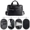 Inch Boldra de bolsa de couro genuíno Laptop Document Men Business Women-Black