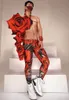 Valentine's Day Party Show Men Women Group Dance Costume Red Rose Flower Crystals Bodysuit Nightclub Bar DJ Dancer Stage Wear272v