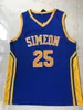 Camisa NCAA Simeon Derrick 25 Rose College Masculina de basquete costurada 100% costurada tamanho S-XXL