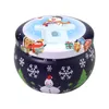 Xmas Tinplate Box Рождество Санта Снеговик Лось Распечатать конфеты Чай Чай Свеча Коробка Ароматерапия Свеча JAR XMAS Подарочная коробка для хранения
