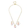 Pendant Fashion 2020 Butterfly Halsband och örhängen set för kvinnor Girls Fashion Pink Gold Necklace Elegant Choker Sweet Jewelry Gift