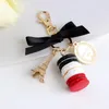 Hot Sleutelhangers Effiel Toren Macarons Lint Vrouw Luxe Macarons Cake Sleutelhanger op Bag Charm Handtas Charms Auto Sleutelhanger Gift Box1