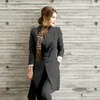 Женские брюки для женщин Бизнес-костюмы для бизнеса 2021 мода элегантные вершины + длинные офисные 2 комплекта дамы формальная работа носить высокое качество