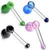 pink Cute Mini Glass Tobacco Smoking Water Pipes For Glass Bongs Spoon Bubbler Recycler Tube With Side Carb Hole blue