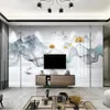 Milofi custom 3D large wallpaper mural Chinese style hand-painted abstract lines landscape Zen background wall