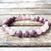 MG0913 Ny design Naturlig Lepidolite Mala Armband Natural Strawberry Quartz Energy Yoga Armband för kvinnor Bästa presenten till henne